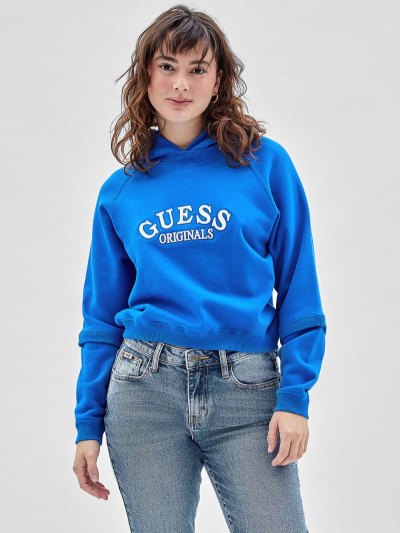 Női Guess Front Logo Pulóverek Kék | HU-549743