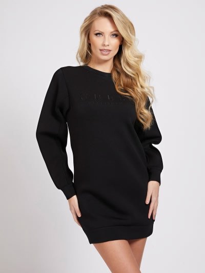 Női Guess Front Logo Ruha Fekete | HU-164534