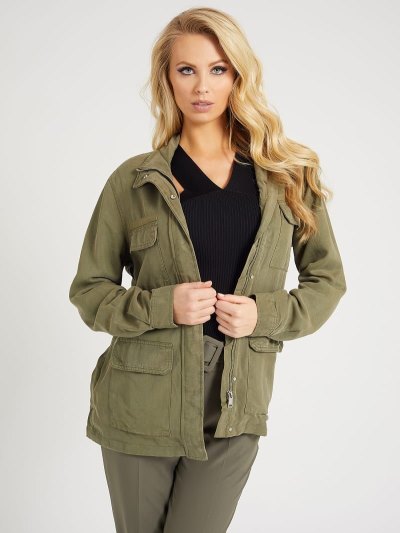 Női Guess Front Pockets Kabát Zöld | HU-991700