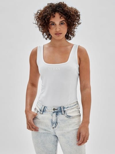Női Guess Front Print Body Body Fehér | HU-634559