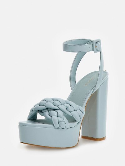Női Guess Gabira Woven-strap Szandál Világos Kék | HU-973517