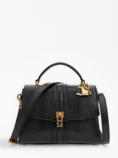 Női Guess Ginevra Python-print Mini Kézitáska Fekete | HU-564455