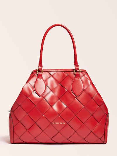 Női Guess Giorgia Large Luxe Real Bőr Kézitáska Piros | HU-076104