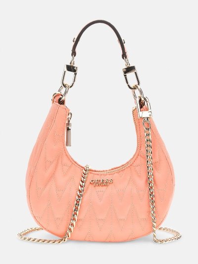 Női Guess Golden Rock Steppelt Mini Hobó Táska Korall | HU-331277