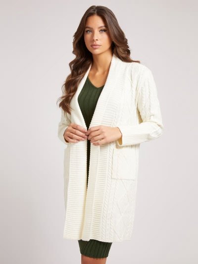 Női Guess Gyapjú Blend Kardigán Fehér | HU-658239