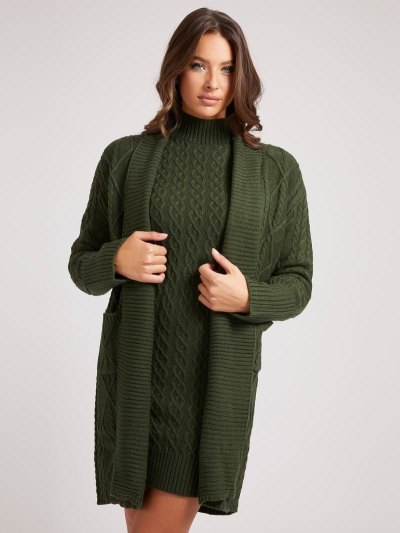 Női Guess Gyapjú Blend Kardigán Zöld | HU-598554