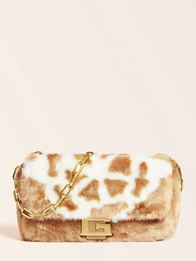 Női Guess Helma Faux Fur Crossbody Táska Szürke | HU-042735