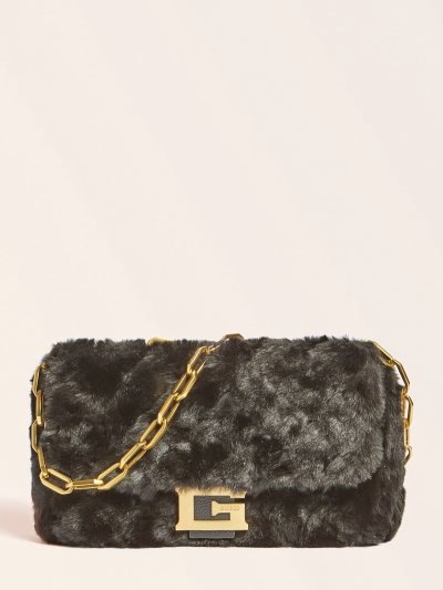 Női Guess Helma Faux Fur Crossbody Táska Fekete | HU-954240