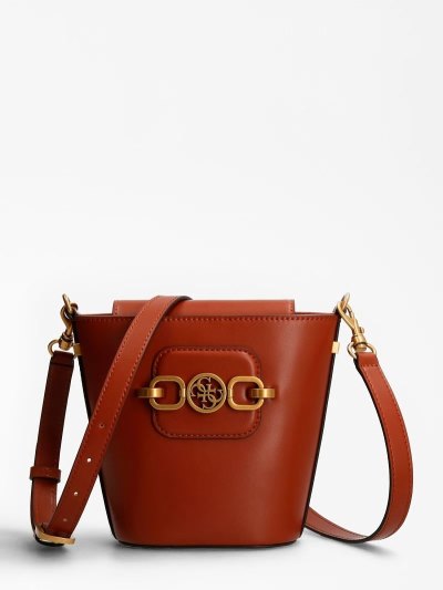 Női Guess Hensely Bucket Bag Vödörtáska Barna | HU-139132