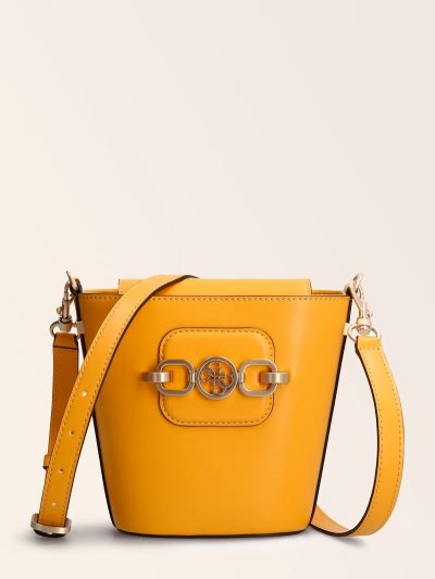 Női Guess Hensely Bucket Bag Vödörtáska Sárga | HU-165285