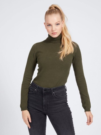 Női Guess High-neck Pulóverek Zöld | HU-763548