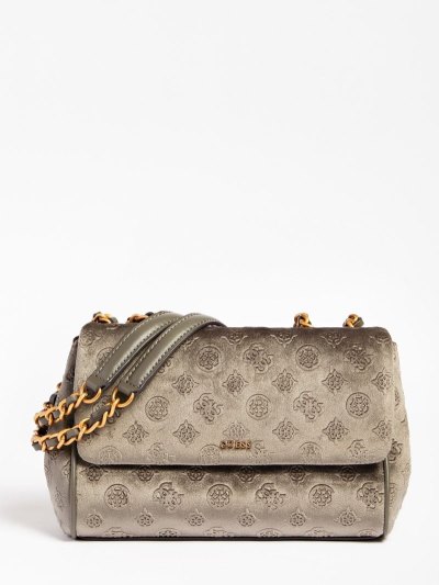 Női Guess Inia Velvet Crossbody Táska Szürke | HU-071525