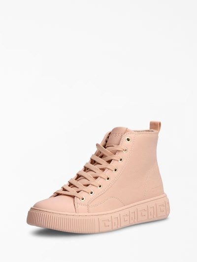 Női Guess Invyte Bőr Blend High Top Sneakers Rózsaszín | HU-058819
