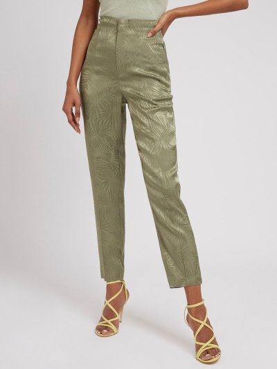 Női Guess Jacquard Fabric Nadrág Zöld | HU-976152