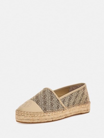 Női Guess Jaleel 4g Logo Espadrille Bézs | HU-481255