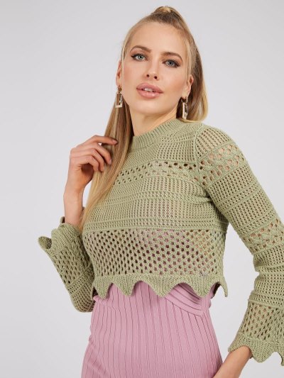 Női Guess Jaquard Pattern Pulóverek Zöld | HU-486957