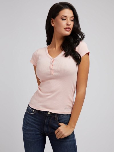 Női Guess Jewel Appliqué Felsők Rózsaszín | HU-750933
