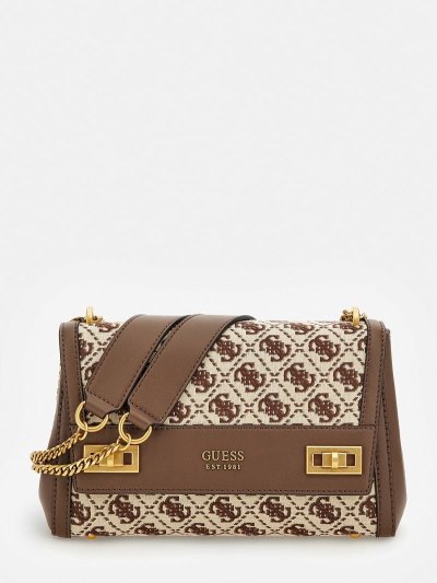 Női Guess Katey 4g Logo Crossbody Táska Barna | HU-578967