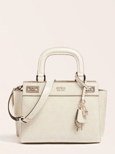 Női Guess Katey Croc Print Kézitáska Fehér | HU-336529