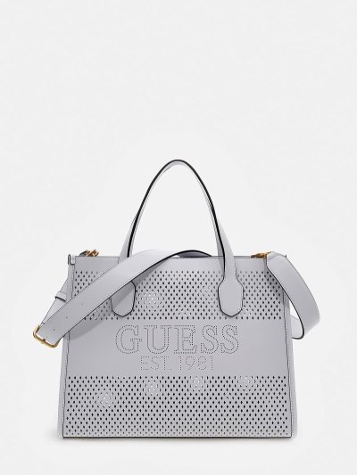 Női Guess Katey Perforated Kézitáska Fehér | HU-960780