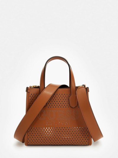 Női Guess Katey Perforated Mini Kézitáska Barna | HU-678268