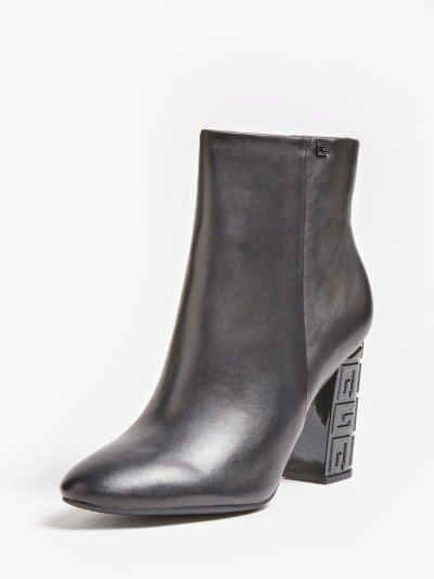 Női Guess Lariah Genuine Bőr Bokacsizma Fekete | HU-676283