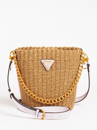Női Guess Lilica Raffia Mini Bucket Bag Vödörtáska Lilac | HU-241222