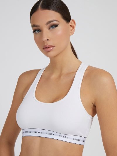 Női Guess Logo Band Csipke Bralette Melltartók Fehér | HU-153133
