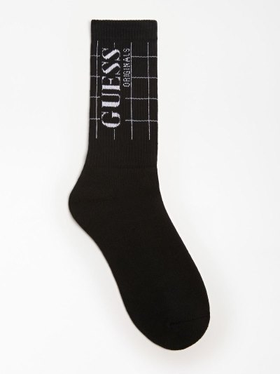 Női Guess Logo Print Zokni Fekete | FQSFC5KW