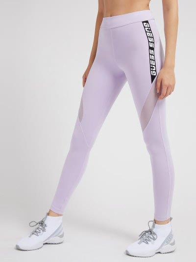 Női Guess Logo Tape Microfiber Leggings Lilac | HU-190457