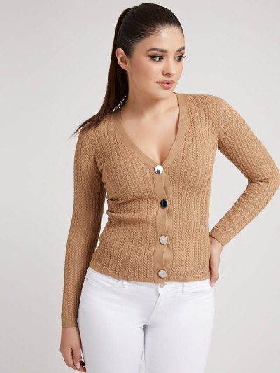 Női Guess Long Sleeves Kardigán Barna | HU-423008