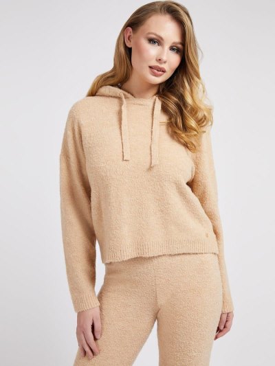 Női Guess Lurex Boucle Pulóverek Bézs | HU-446422