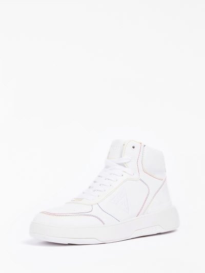 Női Guess Maega Triangle Logo High Top Sneakers Fehér | HU-354390