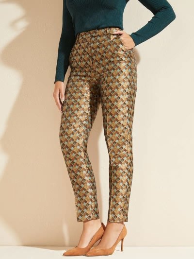 Női Guess Marciano All Over Print Nadrág Bézs | HU-064247