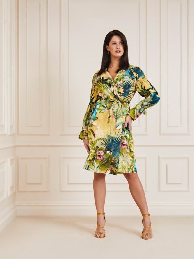 Női Guess Marciano All Over Print Viharkabát Zöld | HU-786745