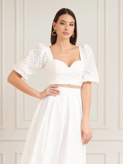 Női Guess Marciano Anglaise Csipke Felsők Fehér | HU-591567