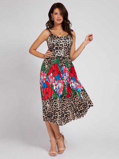 Női Guess Marciano Animalier Floral Ruha Színes | HU-166415