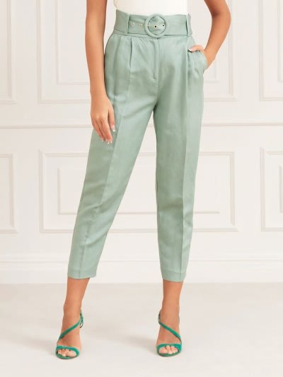 Női Guess Marciano Belted Nadrág Szürke | HU-054693