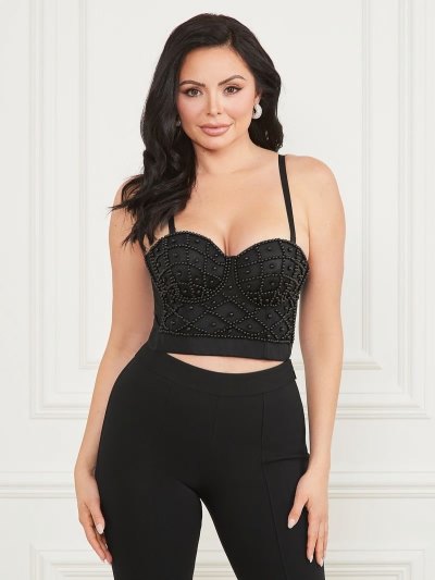 Női Guess Marciano Bustier Felsők Fekete | HU-340929