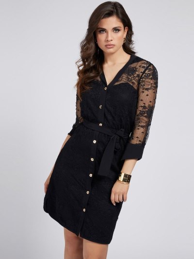 Női Guess Marciano Csipke Ruha Fekete | HU-020384