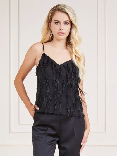 Női Guess Marciano Feathers Felsők Fekete | HU-121845