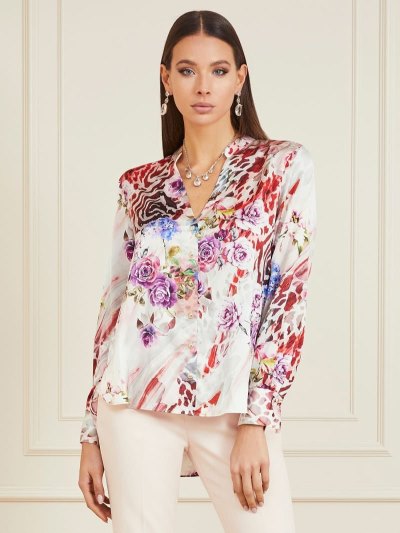 Női Guess Marciano Floral Print Blúz Rózsaszín | HU-667397