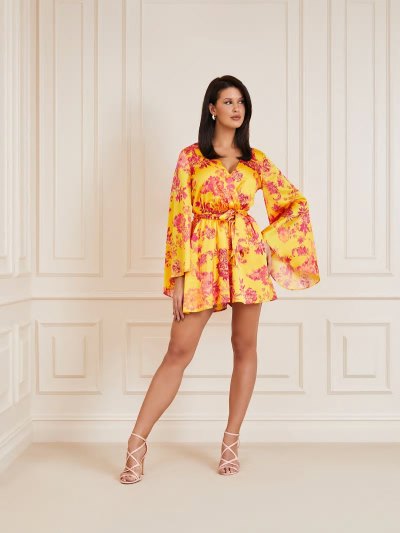 Női Guess Marciano Floral Print Rövid Jumpsuit Sárga | HU-841339