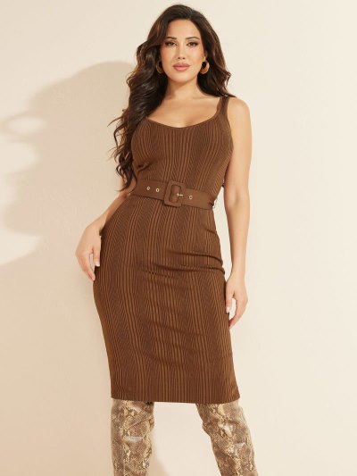 Női Guess Marciano Knit Ruha Barna | HU-098163