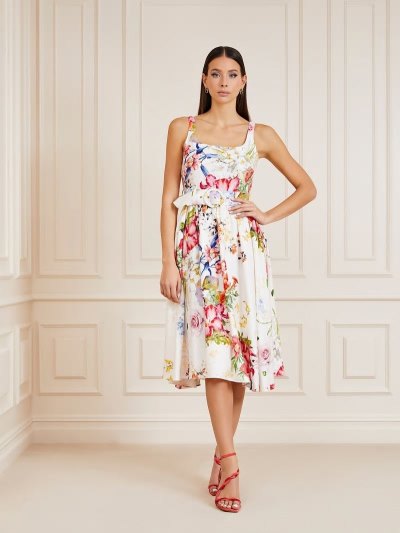 Női Guess Marciano Linen Blend Ruha Színes | HU-852868