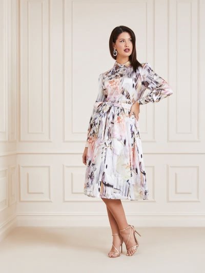 Női Guess Marciano Long Chemisier Ruha Fehér | HU-801911