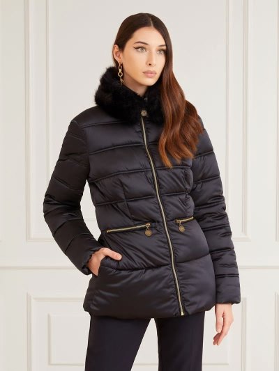 Női Guess Marciano Párnázott Satin Kabát Kék | HU-150641
