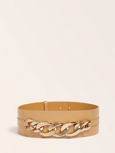 Női Guess Marciano Real Bőr Belt Öv Bézs | HU-676226