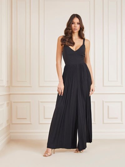 Női Guess Marciano Redőzött Jumpsuit Fekete | HU-444327