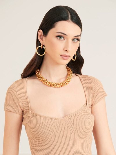 Női Guess Marciano Rib Pulóverek Bézs | HU-936488